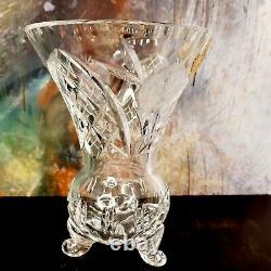 Vintage Czechoslovakian Vase Hand Cut Polished 24% Clear Lead Crystal Bohemia