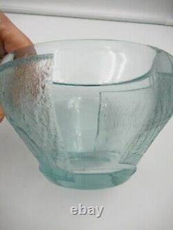 Vintage DAUM NANCY FRANCE Art Deco Acid Cut Back Carved Heavy Teal Glass Vase