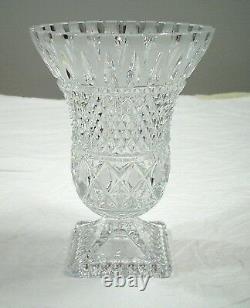 Vintage Diamond Point Cut Glass Crystal Vase
