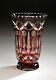 Vintage Geometric Art Deco Cranberry Red Cut To Clear Crystal Bohemian Vase