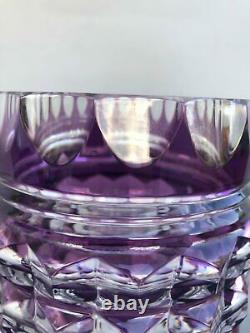 Vintage German Amethyst Cut Crystal Vase, Plum Bohemian Glass