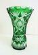 Vintage Green Bohemian Crystal Vase Cut To Clear Crystal