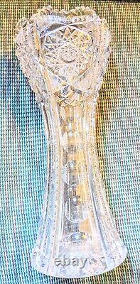 Vintage Heavy 5.11 Pound Brilliant-cut style Crystal Vase 12