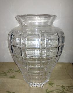 Vintage Heavy Cut Clear Glass Lead Crystal Flower Vase Jar Block Pattern 11