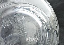 Vintage Heavy Cut Glass Or Crystal Flower Vase Wheat Etched Artist Signed