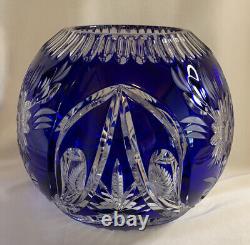 Vintage LAUSITZER German Democratic Republic Cobalt Blue Crystal Round Vase