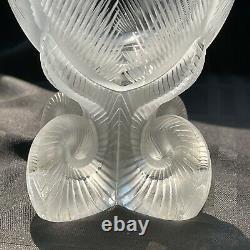 Vintage Lalique Osmonde Hand Cut Fern Leaf Crystal Vase Retired