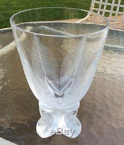 Vintage Lalique footed vase French crystal ORMONDE cut to clear signed authentic