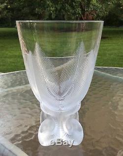 Vintage Lalique footed vase French crystal ORMONDE cut to clear signed authentic