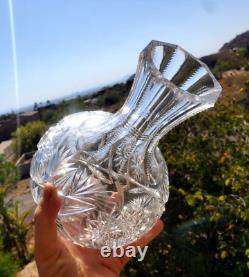 Vintage Large ABP Cut Glass Crystal Vase Lorraine Pattern American Brilliant