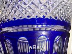 Vintage Large Bohemian Czech Cut to Crystal Cobalt Blue Vase 10 1/2 X 9 1/2