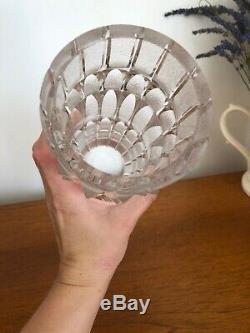 Vintage Large Cut Crystal Glass Clear & Frosted Modernist 1960s Vase