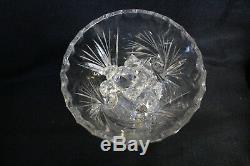 Vintage Large Heavy Bohemian Cut Glass Crystal Vase Made In Czechoslovakia