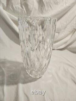 Vintage Large Heavy Thick Cut Crystal Marquise Pattern Vase