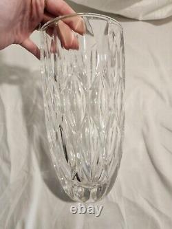 Vintage Large Heavy Thick Cut Crystal Marquise Pattern Vase
