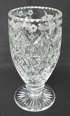Vintage Large Thomas Webb England Cut Crystal Vase with Pagoda Art Numbered with Box