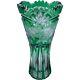 Vintage Lausitzer Bleikristall Lead Crystal Vase Cut Green To Clear Gdr Germany