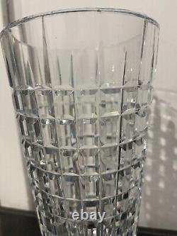 Vintage Lausitzer Lead Glass Crystal Hand Cut Vase Cube Pattern Diamond Cut Line