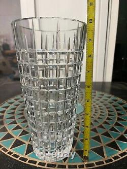 Vintage Lausitzer Lead Glass Crystal Hand Cut Vase Cube Pattern Diamond Cut Line