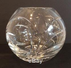 Vintage Lead Cut Crystal 8 Rose Bowl Vase Hand Made Made In Portugal w Sticker