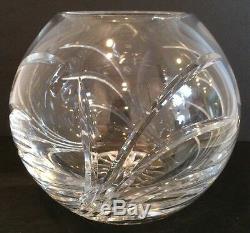 Vintage Lead Cut Crystal 8 Rose Bowl Vase Hand Made Made In Portugal w Sticker