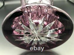 Vintage Mid Century Bohemian Cut Crystal Purple Vase, 12 1/2 Tall, 8 3/4 D
