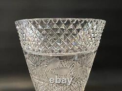 Vintage Moser Bohemian Czech Heavy Art Crystal Diamond Cut Vase, 10 T, 7 3/8 D