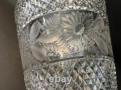 Vintage Moser Bohemian Czech Heavy Art Crystal Diamond Cut Vase, 10 T, 7 3/8 D