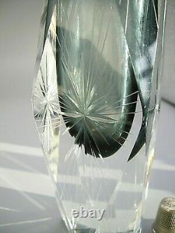 Vintage Murano with label starburst cut facetted crystal glass vase Mandruzzato