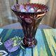 Vintage Nachtmann Bleikristall Cut To Clear Crystal Cranberry Red Vase 8.25 H