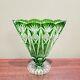 Vintage Nachtmann Bohemian Cut To Clear Crystal 6.5 Green Fan Vase