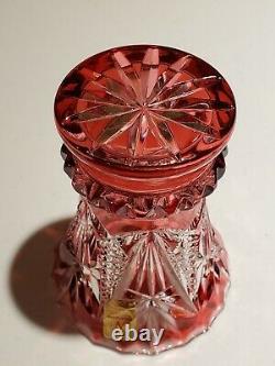 Vintage Nachtmann Germany Red Cut to Clear Crystal Vase