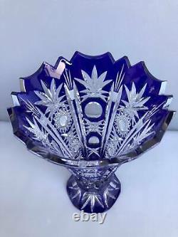 Vintage Nachtmann Germany Vase Cobalt Blue and Clear Cut Crystal