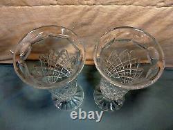 Vintage Pair Royal Brierley English Cut Crystal Footed 9 7/8 Tall Henley Vase