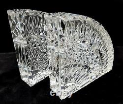 Vintage Pair Waterford Ireland Lead Crystal Glass Bookends Quadrant Fan Pattern