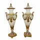 Vintage Pair Of Clear Italian Cut Crystal Vases With Gilt Bronze Mounts