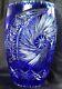 Vintage Poland Bohemian Cobalt Blue Cut To Clear Crystal 10 Vase Exquisite