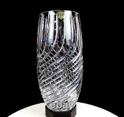 Vintage Polish Cut Crystal Clear Glass Spiral Swirl Heavy 11 1/8 Vase