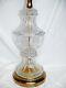 Vintage Pressed Clear Cut Glass Crystal & Brass Table Lamp 30 Urn Vase Design