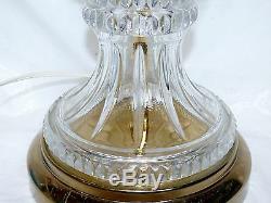 Vintage Pressed Clear Cut Glass Crystal & Brass Table Lamp 30 Urn Vase Design