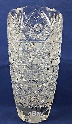 Vintage Queen Lace Bohemia Hand Cut Leaded Crystal Vase, 8 1/4 T x 4 1/2