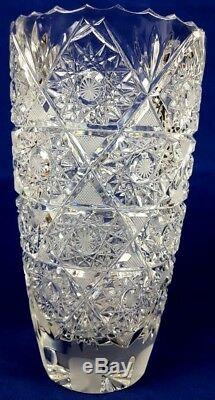 Vintage Queen Lace Bohemia Hand Cut Leaded Crystal Vase, 8 1/4 T x 4 1/2