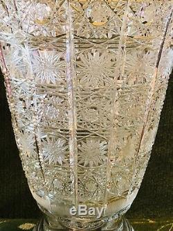 Vintage Queen Lace Tall Hand Cut Lead Crystal Vase 12