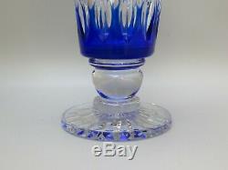 Vintage Rare Webb Corbett Crystal Cut To Clear Cobalt Blue Vase 13 1/2 Tall