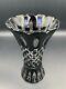 Vintage Russian Black Onyx Cased Cut To Clear Crystal Vase Prague Mouth Blown