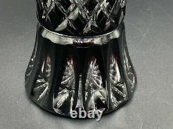 Vintage Russian Black Onyx Cased Cut to Clear Crystal Vase Prague Mouth Blown
