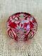 Vintage Saint Louis French Ruby Cut To Clear Crystal Art Glass Rose Bowl Or Vase