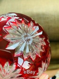 Vintage Saint Louis French Ruby Cut to Clear Crystal Art Glass Rose Bowl or Vase