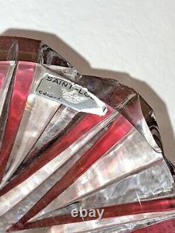 Vintage Saint Louis Ruby Cut Crystal Vase Cristal De France