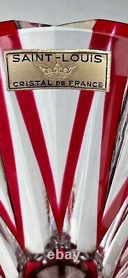 Vintage Saint Louis Ruby Cut Crystal Vase Cristal De France with Original Label